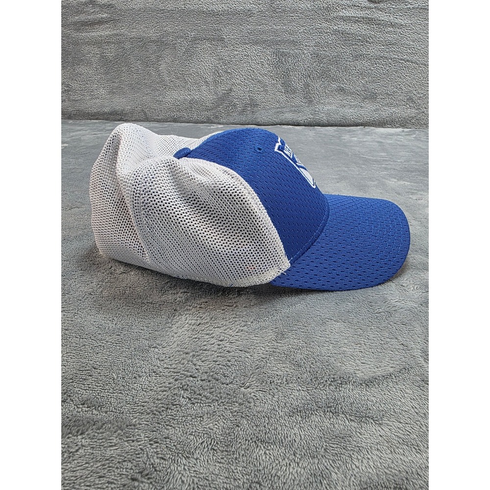 Adidas New York Rangers NHL Trucker Hat Blue White Mesh Stretch Fit Cap S/M - Picture 4 of 7